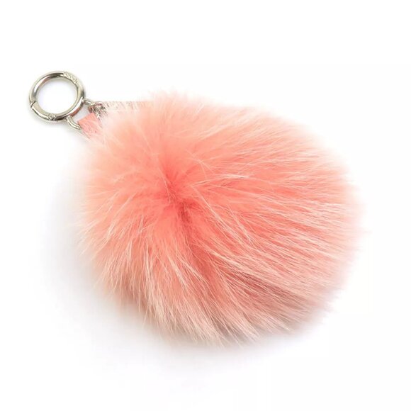 FENDI Bag Charm Pink Fur/Leather/Silvertone - Picture 1 of 9